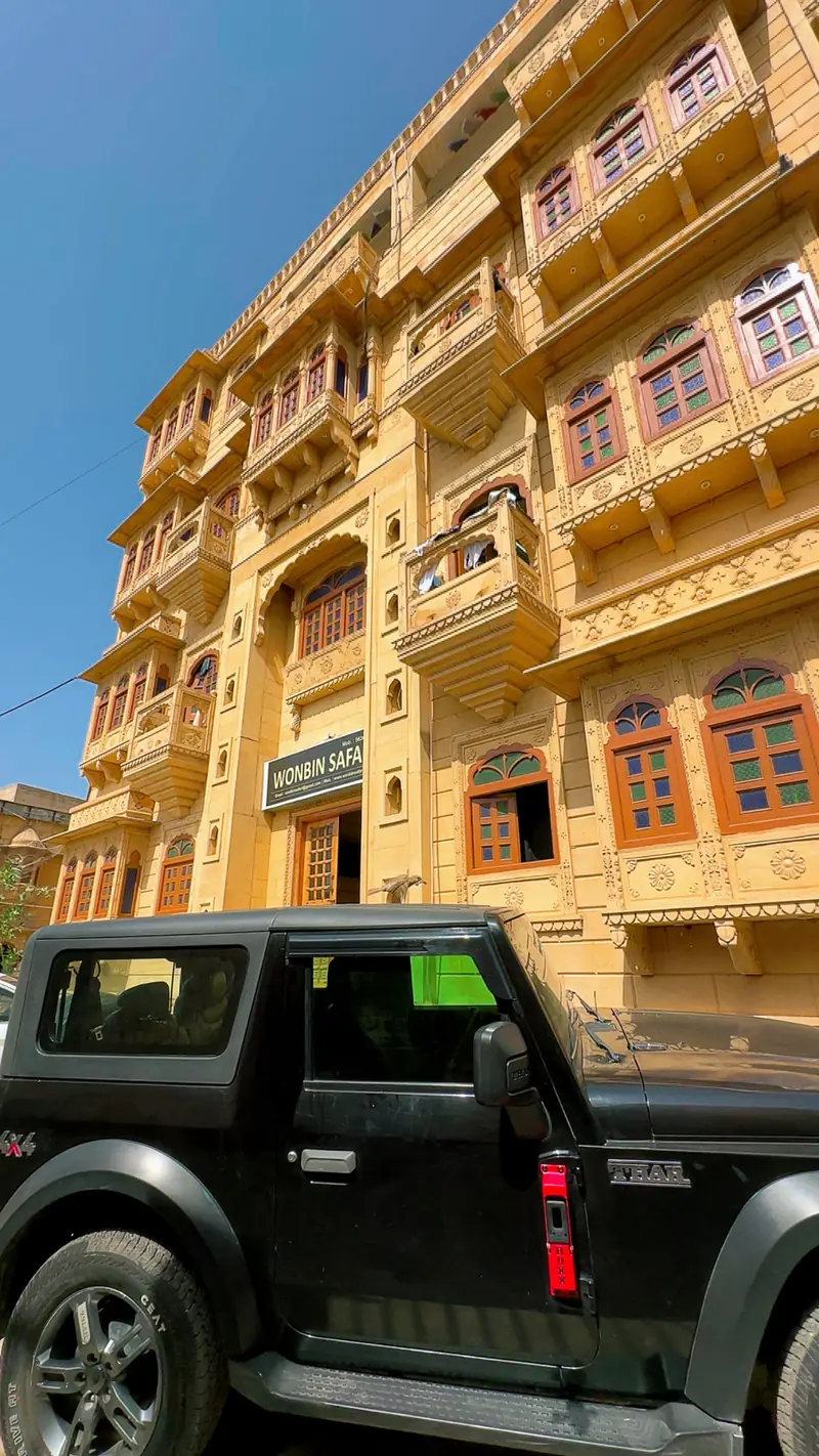 The hotel on Fort Road, a sandstone haveli four storeys up