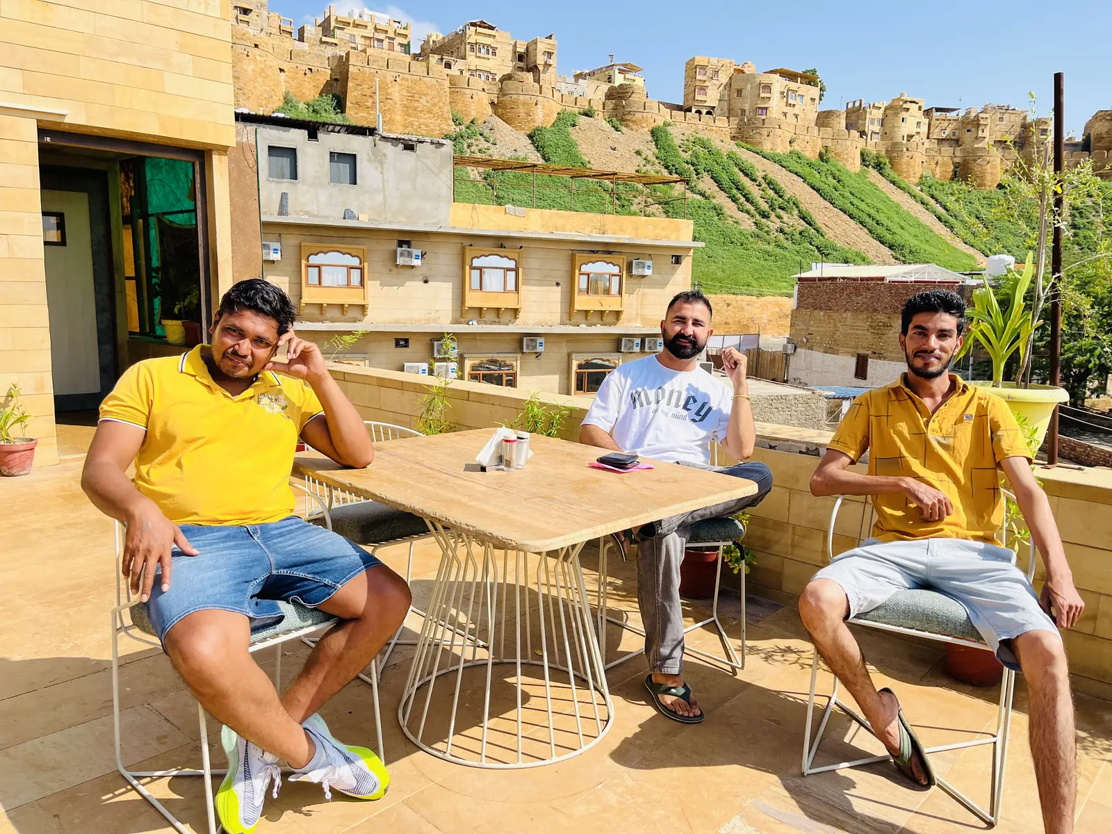 Guests up on the roof terrace in the afternoon