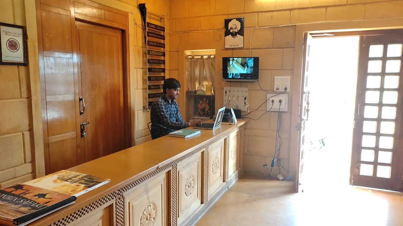 The desk in the entrance hall